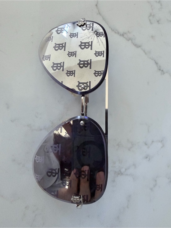 Burberry Silver Logo Aviator Sunglasses main image 8